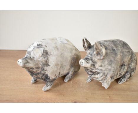 A pair of Wemyss Ware pigs, impressed marks to base, H10.5cm
Condition report: missing ears, foot and tail