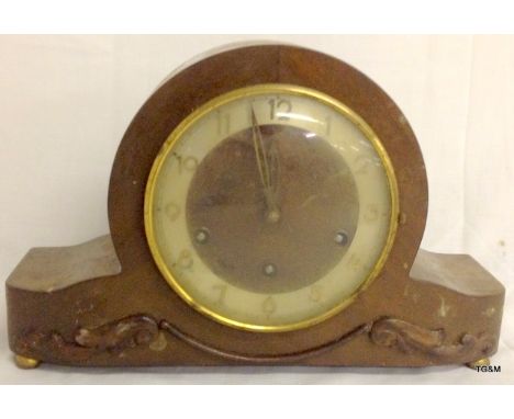 A 1940's Walnut cased mantle clock with Westminster chime