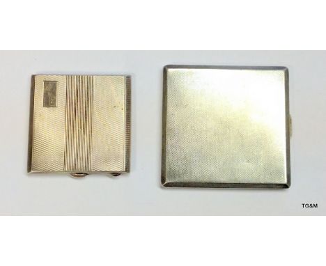 A ladies silver compact and engine turned cigarette case marked Birmingham 1938 total weight 240gm