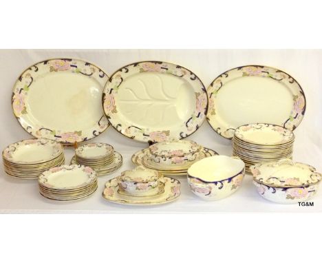 A large Ashworth Bros Victorian tea/ dinner service including Tureens with Floral decoration