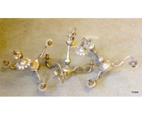 3 brass 3 arm candelabra light fittings