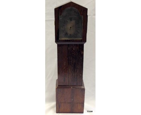 Miniature rosewood longcase clock with silvered dial, 36cm high