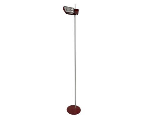 Metal base in shades of black, alognea lighting. Signs of use.  h 203 cm, b 28 cm   
