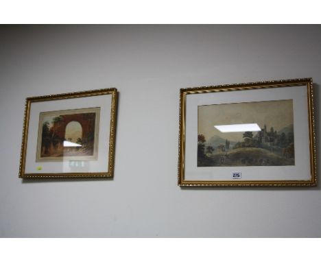 TWO LANDSCAPE WATERCOLOURS, the first inscribed 'A View Nr Naples' by J Smith verso, approximately 21.5cm x 31.5cm, the secon