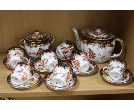 ROYAL CROWN DERBY TEA/COFFEEWARES, '2649' pattern, comprising teapot, covered sugar basin, seven coffee cups and saucers