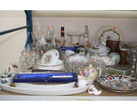 VARIOUS CERAMICS AND GLASS, to include Royal Worcester, Royal Winton, cut glasses, Wade, Midwinter, Masons etc