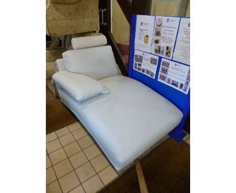 A CREAM LEATHER SOFA, (originally part of a corner sofa)