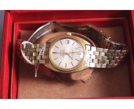 AN OMEGA CONSTELLATION CHRONOMETER AUTOMATIC WRISTWATCH, (ref KO 168.017), calendar date at 3 0'clock on Omega strap, boxed a