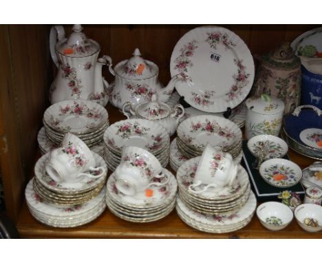 ROYAL ALBERT 'LAVENDER ROSE' TEAWARES, to include coffee pot, teapot, covered sugar, three cups, four 21cm plates, twenty tea