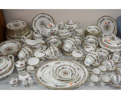 COALPORT 'MING ROSE' DINNER/TEAWARES, to include two tureens (one a/f), teapot, coffee pot, gravy boat and stand, plates, cup