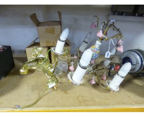A BRASS FRAMED CEILING LIGHT, and another ceiling light (2)