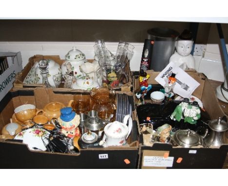 THREE BOXES AND LOOSE GLASS, CERAMICS, to include Arthur Price tea service etc