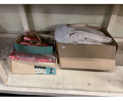 Vintage wedding dress, shoes, linens, etc.