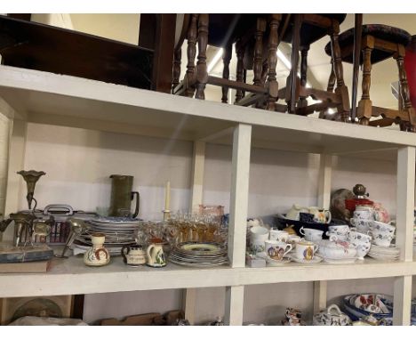 Collection of decorative porcelain, oil lamp, part tea wares, glass, Royalty memorabilia, etc.