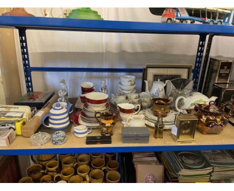 Carriage clock, lustre ware, prints, Diecast models, etc.