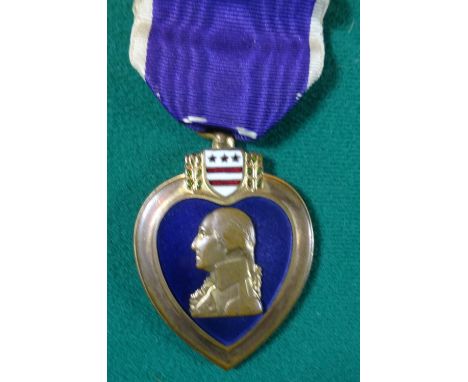 USA Purple Heart award, reverse engraved "Joseph F. Duffy", a photocopied note shows awarded 11.1.32, Joseph Duffy No 606165,