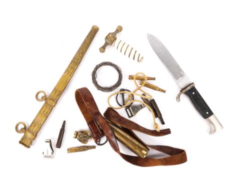 A Hitler Youth Knife, Fahrtenmnesser (all blade markings ground off, no sheath); the scabbard and hilt of a Third Reich naval