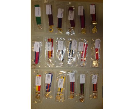 Replica miniature medals (43) including Army Gold Cross, Army Gold Medal, New Zealand Cross, DFC. DFM, AFC, AFM, as sold by t