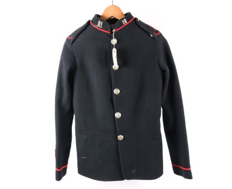 An unusual Victorian blue 5 button serge frock with WM Bear and Ragged Staff collar badges, WM GS buttons, shoulder straps ha