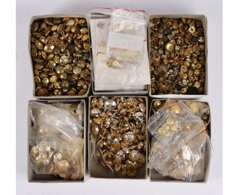 A large quantity of military buttons by London Badge &amp; Button Co, in maker's boxes marked "Military Struck Asstd", "Milit