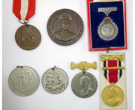 King George V and Queen Mary "Pax" medal 1919, with replacement suspender ring, VF; AE "The Collegiate School of St Peter Sen