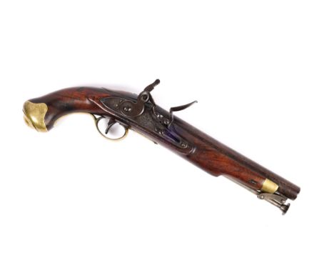 A .65" New Land Pattern flintlock holster pistol, 15" overall, barrel 9" with Tower proofs, the lock marked with crown over "