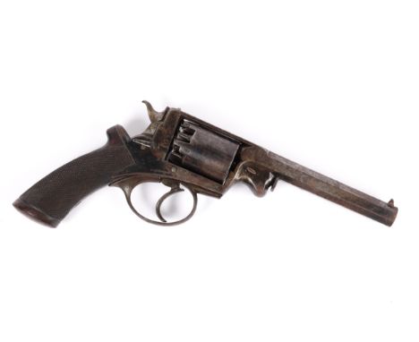 A 5 shot 54 bore Beaumont Adams double action percussion revolver, the barrel engraved "W &amp; J Kavanagh, 12 Dame St, Dubli