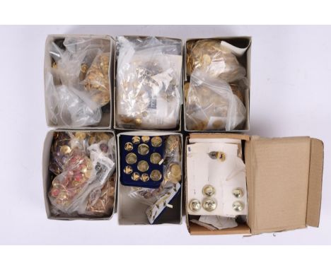A large quantity of military buttons by London Badge &amp; Button Co, in maker's boxes, including RE, RA, RR Fus, Ryl Arms ER