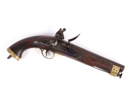 A 16 bore (.65") East India Company flintlock cavalry pistol c 1820, barrel 9" with London proofs, EIC inspector's marks and 