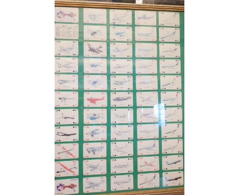 Collection of aviation playing cards framed &amp; mounted 