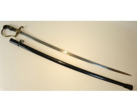 A WWII Nazi Army Officer's dress sword, wire bound lacquered handle, the blade with remnants of maker's mark, possibly Soling