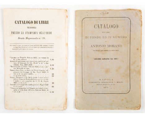 [Cataloghi di librai napoletani. XIX secolo]. Lotto di 3 cataloghi. 1802-1874.Il lotto comprende:Marotta. Catalogo miscellane