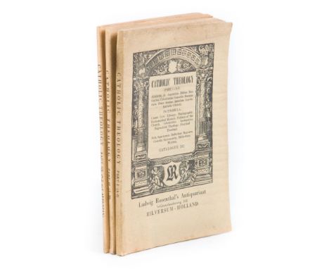 [Rosenthal Libreria Antiquaria, Hilversum. NL]. Catalogue 202. Catholic Theology. Part I [-III]. Hilversum: 1955.Tre parti in