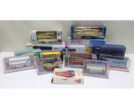 A COLLECTION OF FOURTEEN CORGI &amp; OTHER BUSES AND COACHES 