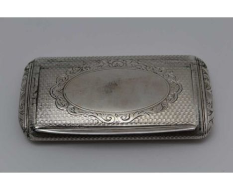 GEORGE UNITE, A LATE 19TH CENTURY SILVER SNUFF BOX, engine turned decoration, gilded interior, Birmingham 1875, 8.5cm x 4cm, 