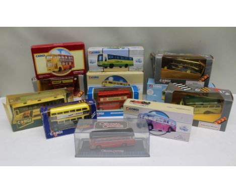 A COLLECTION OF TWELVE CORGI &amp; OTHER BUSES AND COACHES 