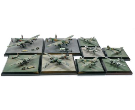 Model Aircraft comprising nine plinth mounted issues including Lancaster and other RAF examples. Generally complete, some pro