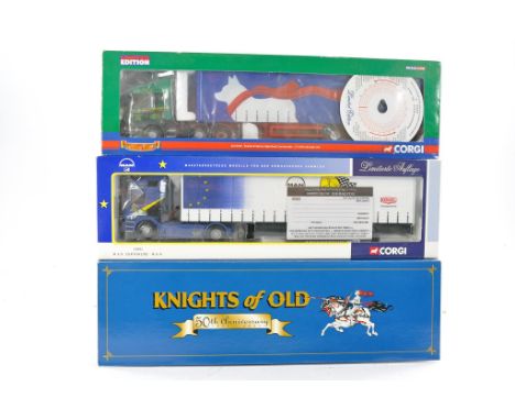 Corgi Diecast Model Truck Issues comprising No. CC13703 Scania Curtainside in the livery of Ellis, No. CC12911 Scania Curtain