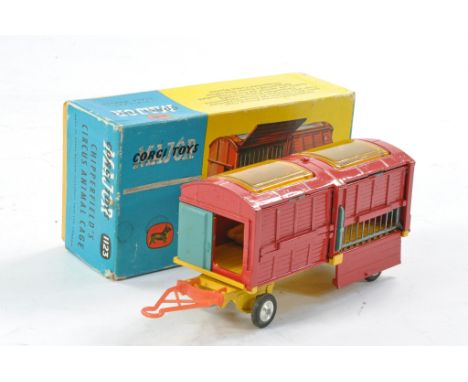 Corgi No. 1123 Chipperfields Circus Animal Cage. Generally very good with minor wear, more so along edges, includes two lion 