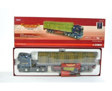 Corgi Diecast Model Truck issue comprising No. CC13721 Scania R Flatbed with Straw Load in livery of G Owen. With Certificate