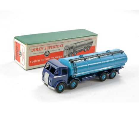 Dinky No. 504 Foden 14-Ton Tanker. First Type. Dark blue Cab and Chassis with Mid Blue Tank. Good with some minor marks throu