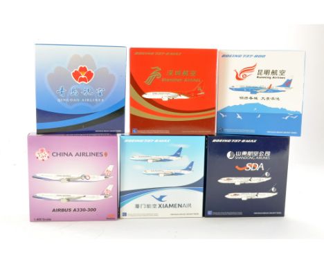 Model Aircraft comprising Six 1/400 boxed commercial airliners in various liveries. All look to be excellent with no faults. 
