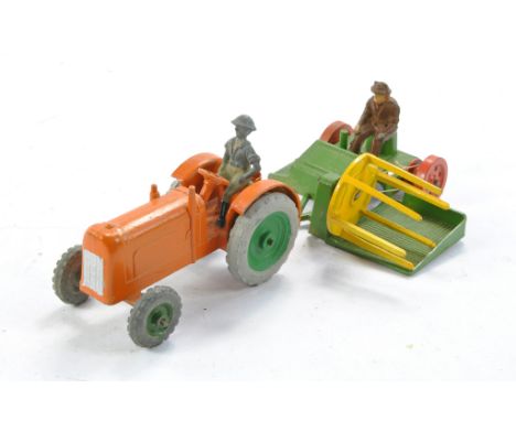 Charbens Vintage Tractor and Binder Set. Orange and Green tractor with binder in green, yellow and orange. Inc drivers. Gener