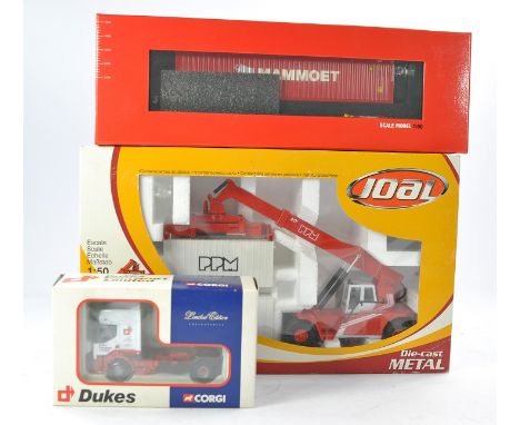 Tonkin Replicas Mammoet Container Set plus Joal Super Stacker and Corgi No. CC12107 Renault Premium in the livery of Dukes Tr