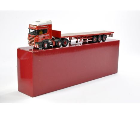 Corgi Diecast Model Truck issue comprising Scania Flat Bed Trailer in the livery of Prestons. Looks to be without significant