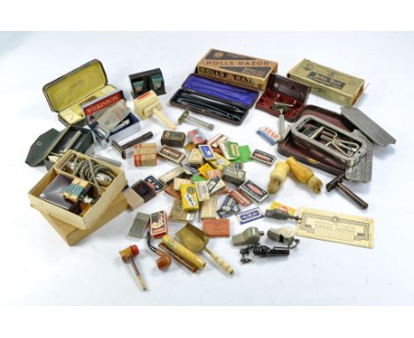 An incredibly interesting group of Vintage Male Shaving products, some with original boxes including very early Gillete Razor