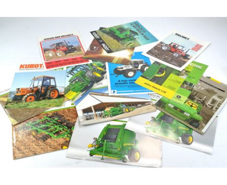 Tractor and Machinery Literature comprising sales brochures and leaflets from Challenger, John Deere, Valmet, Lamborghini and