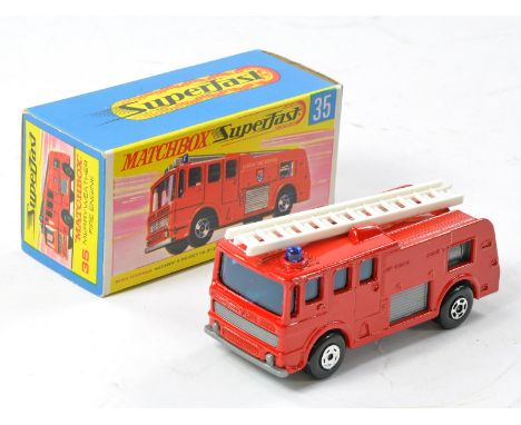 Matchbox Superfast No. 35a Merryweather Marquis Fire Engine. Red with grey plastic base. Excellent in excellent G Type box wi