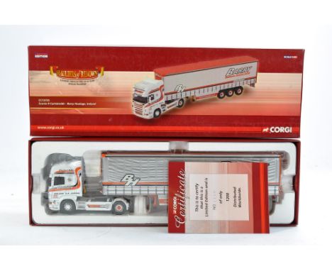 Corgi Diecast Model Truck Issue comprising No. CC 13725 Scania R Curtainside in the livery of Barry Transport. Looks to be ve