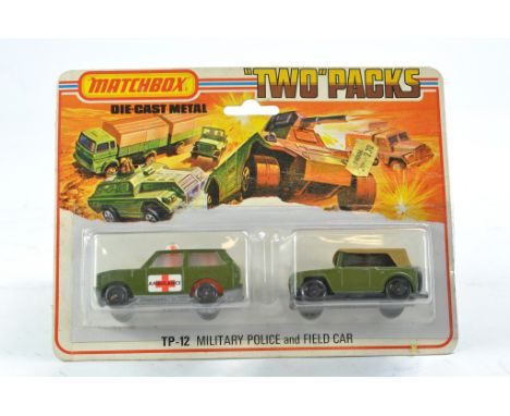 Matchbox Superfast Twin Pack comprising No. TP-12  containing No. 8a Field Car. Military green body with RA391 label, tan smo